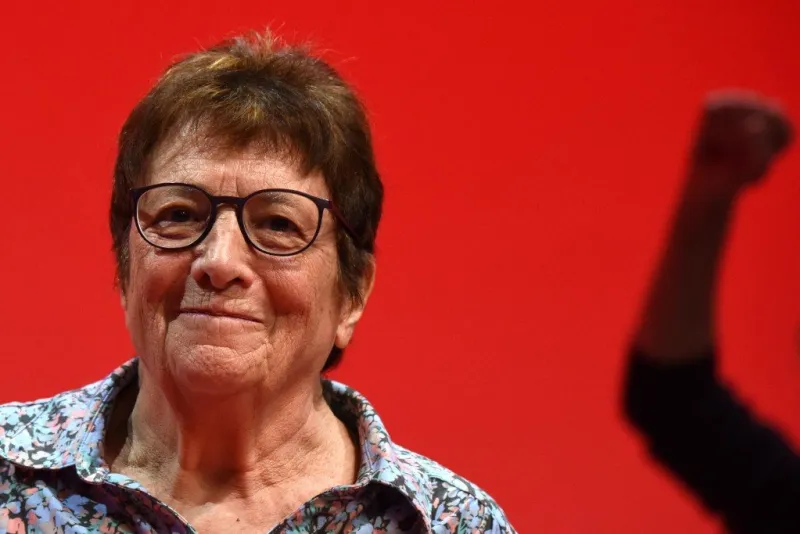 member of the far-left party lutte ouvriere (lo) arlette laguiller takes part in a meeting in paris on march, 26, 2017 (photo by gabriel bouys   afp)