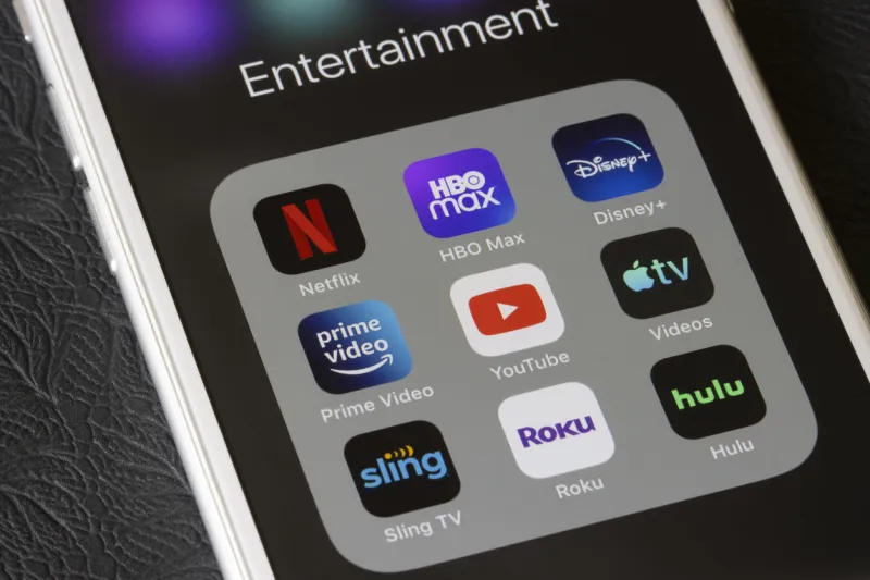 portland, or, usa - feb 2, 2021  assorted streaming apps are seen on an iphone, including netflix, hbo max, disney plus, amazon prime video, youtube, apple tv, sling tv, roku, and hulu