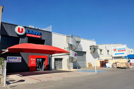 grau-du-roi, france - september 1, 2014  drive to french supermarket delivery point to pick orders placed with internet