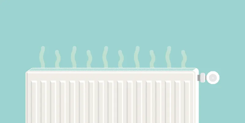 flat design style the temperature of the opened radiator goes up into the room