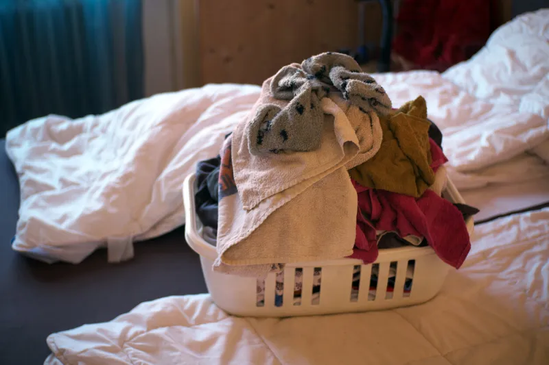 laundry basket with dirty laundry