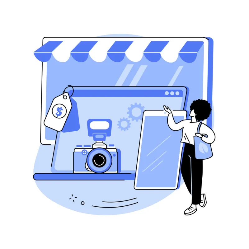 used electronics trading abstract concept vector illustration electronics trade online, buying used gadget, second-hand device purchasing, pre-owned goods, sell old smartphone abstract metaphor