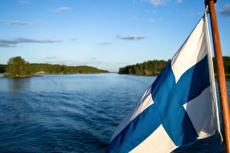 finnish flag contains the matching colors of the water and the sky