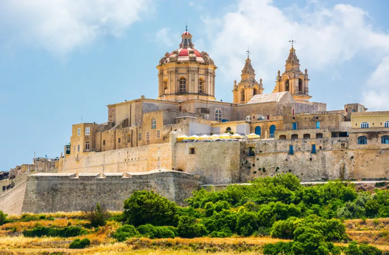 scenic view on historical town of mdina in malta