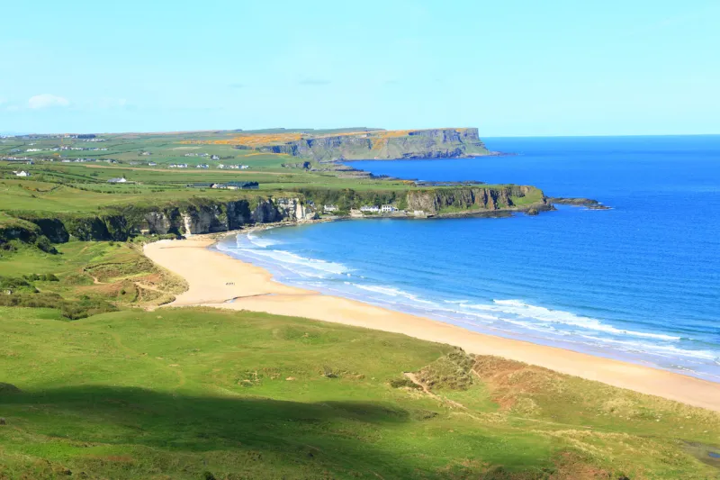 portbradden harbour - a view from whitepark bay viewpoint, northern ireland