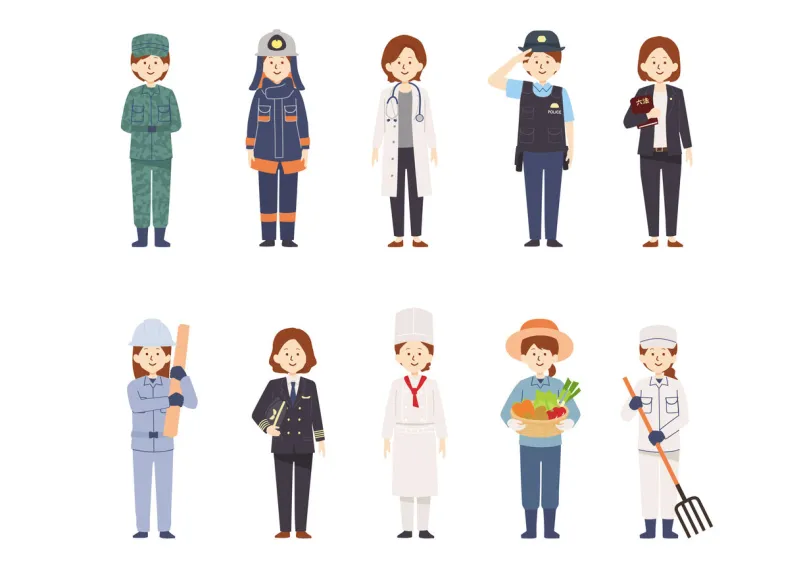 vector illustrations of women of various professions