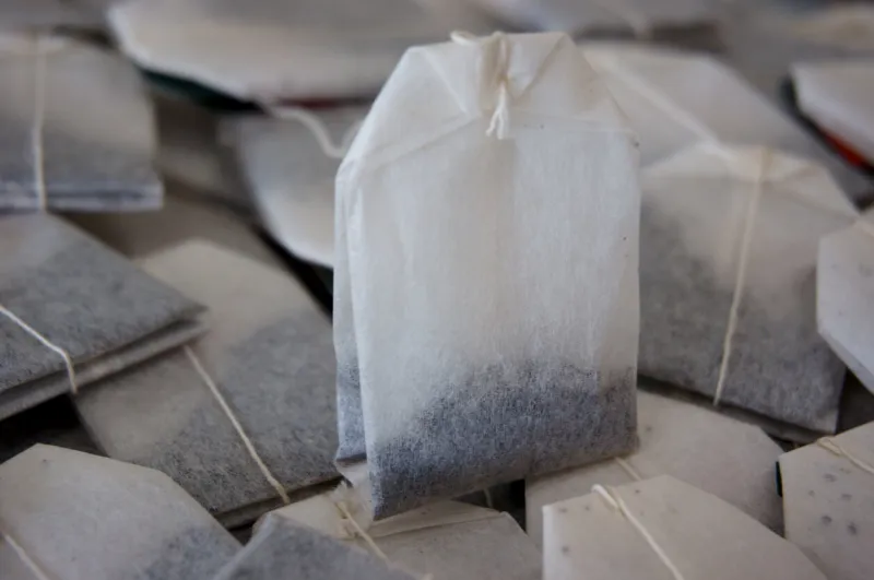 the photo of expired tea bags represents the concepts of food safety, health risk and poor quality products
