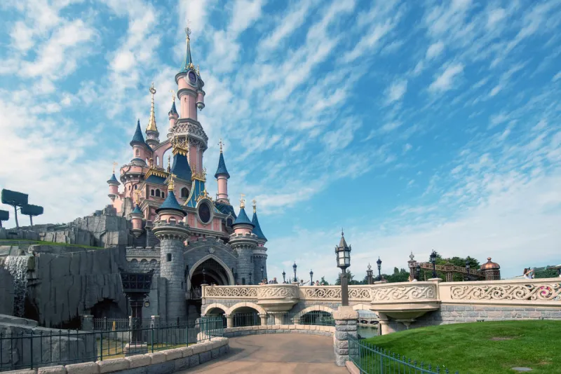 castle of sleeping beauty at disneyland paris august 28, 2019, p