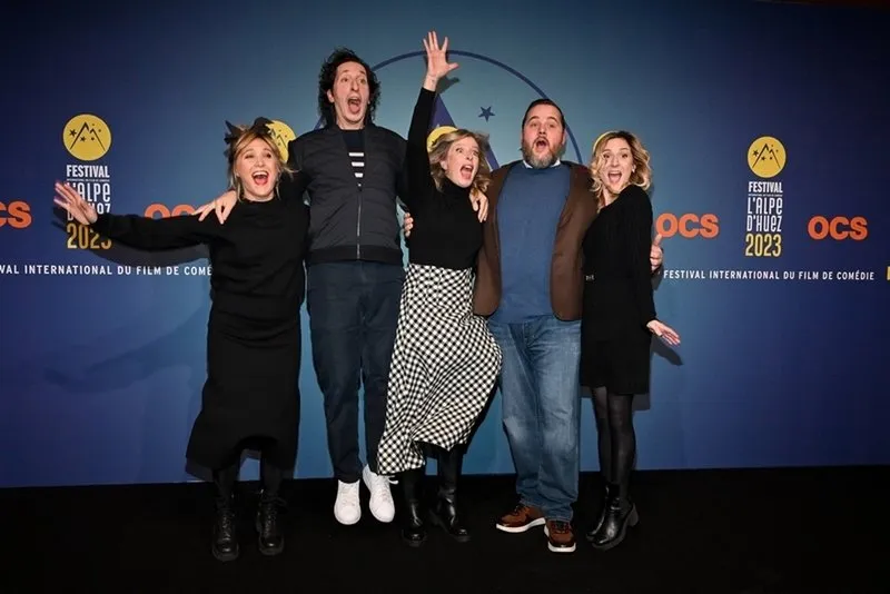 berangere krief, david foenkinos, karin viard, antoine bertrand, camille chamoux attending the opening ceremony of 26th alpe d huez comedy film festival in alpe d huez, france on january 16, 2023 photo by julien reynaud aps-medias abacapresscom