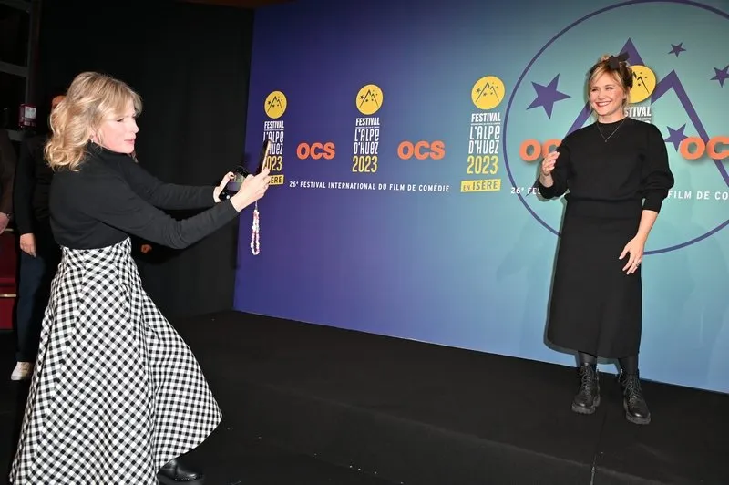 berengere krief and karin viard attending the opening ceremony of the 26th comedy film festival in l'alpe d’huez, france, on january 16, 2023 photo by mireille ampilhac abacapresscom