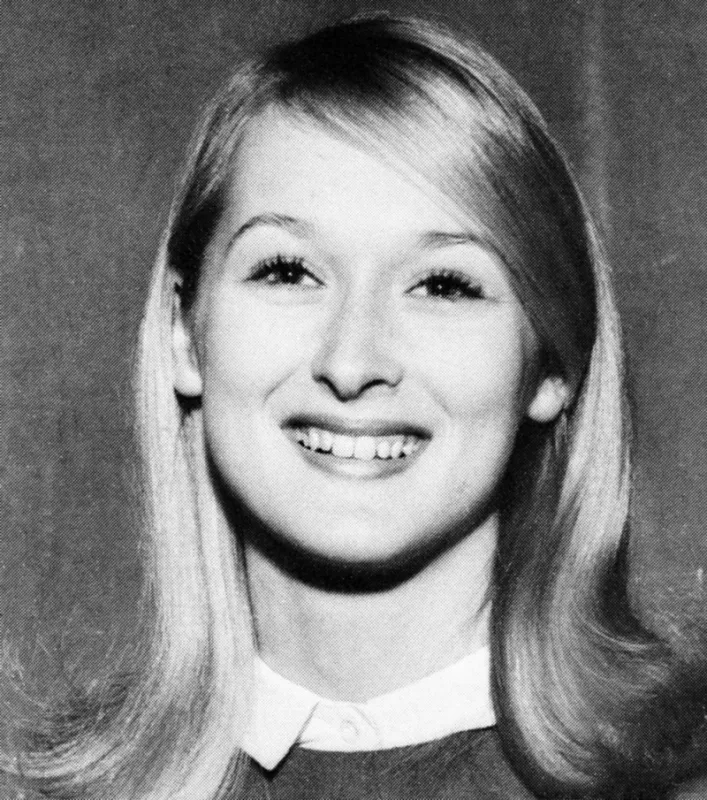 meryl (mary louise) streep senior year 1967bernards high school, bernardsville, njcheerleadercredit  seth poppel yearbook library abacapresscom