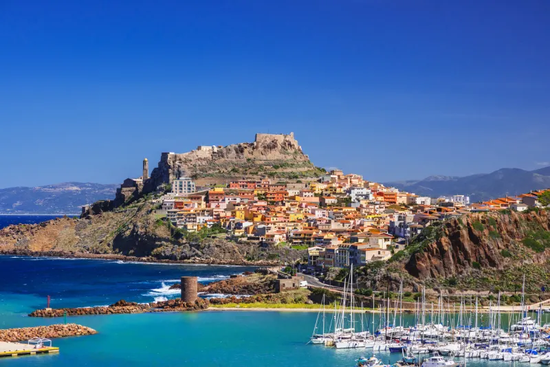 view of castelsardo town, sardinia island, italy