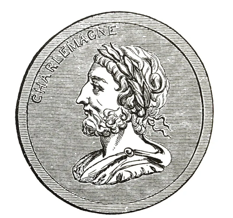 antique illustration - world history - portrait of charlemagne