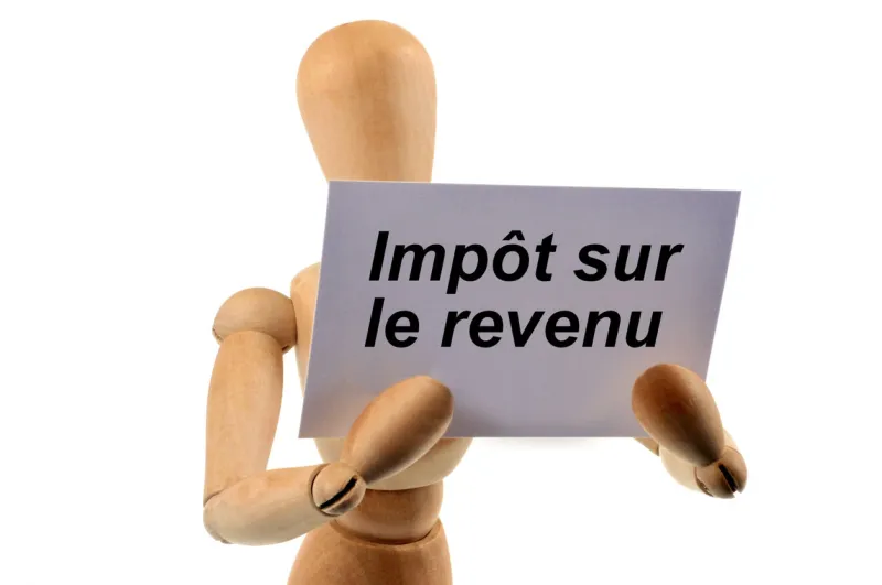 concept de mannequin en bois lisant son impôt sur le revenu