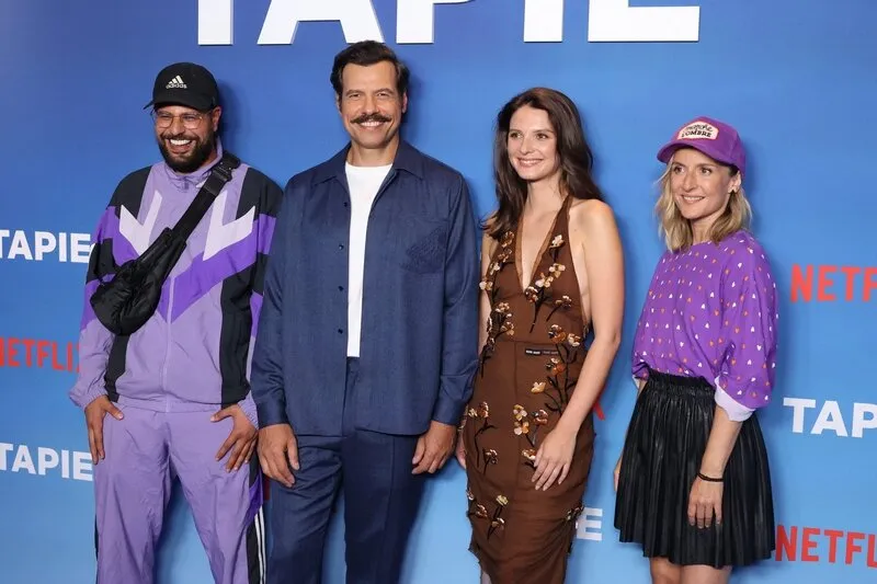 hakim jemili, laurent lafitte, josephine japy et camille chamoux assistent à la première de tapie à l'ugc normandie à paris, france, le 11 septembre 2023 photo par jerome dominé abacapresscom
