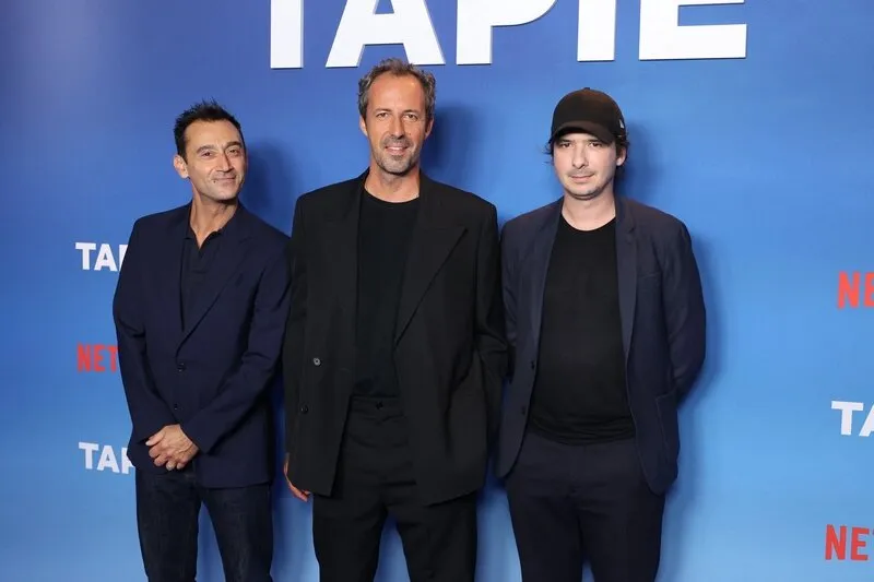 bruno nahon, tristan seguela et olivier demangel assistent à la première de tapie à l'ugc normandie à paris, france, le 11 septembre 2023 photo par jerome dominé abacapresscom