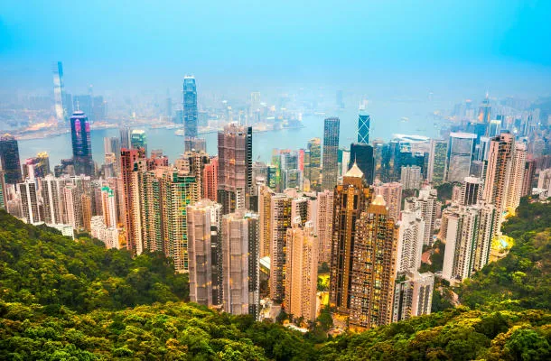 vue panoramique de hong kong skyline china