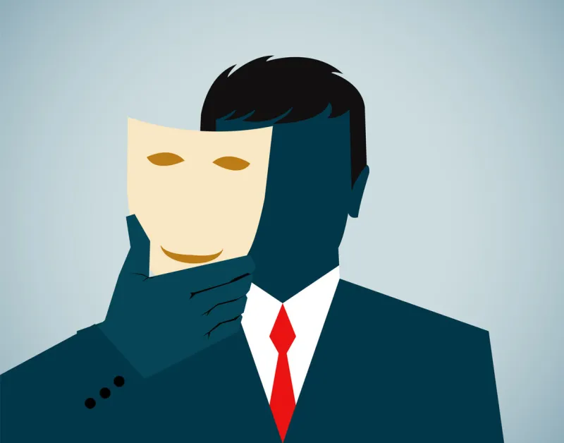 vector illustration, business person, disguise with mask