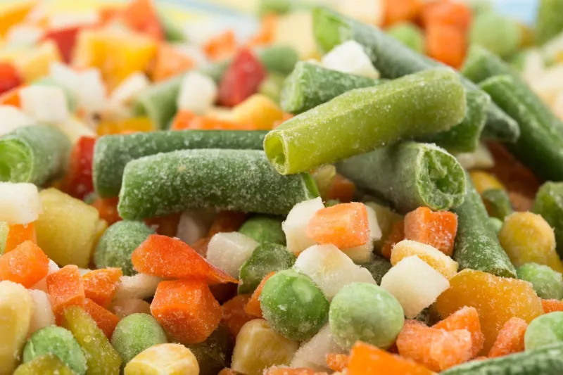 frozen vegetables background, macro