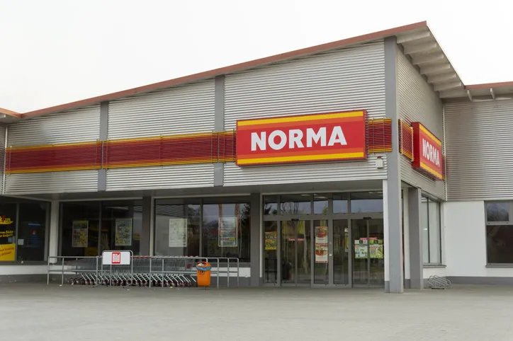 brieskow-finkenheerd, germany - march 18, 2012  norma supermarket on the road by brieskow-finkenheerd in brandenburg, germany norma is a great german discount supermarkets this photo shows the norma sunday the market is closed and no people are seen