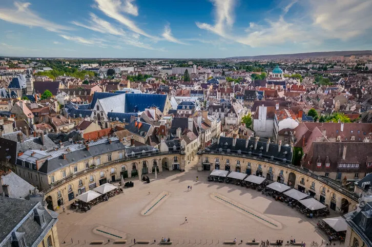 cityscape view of dijon, liberation plaza, dijon, france, europe