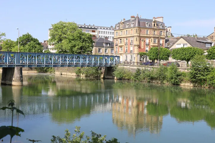 the meuse river and its banks, town of charleville mezieres, somme department, france