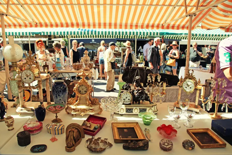 nice, france - may 13, 2013  the cours saleya at the french riviera famous of antique market every monday in nice, france