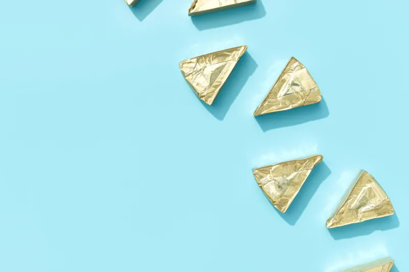 pattern with processed cheese on blue background minimal creative food concept healthy lunch snacks