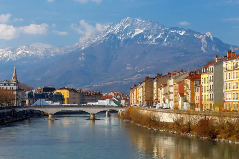 the city embankment along the river isere grenoble france