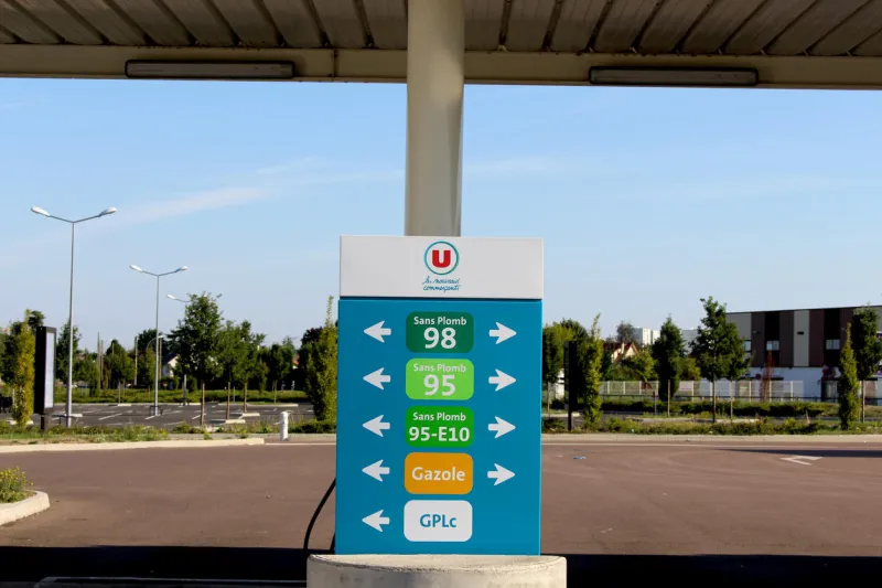 roissy en brie, france - august 29, 2015  this is a photograph of a gas pump super u in france