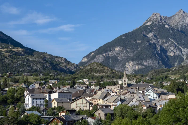 mountain landscape around the village of guillestre in the queyras massif in the southern alps in summer