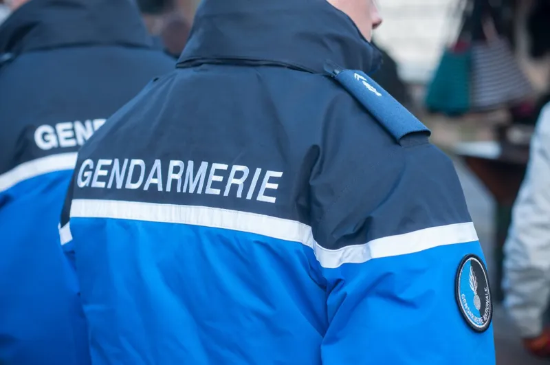 riquewhir - france - 16 december 2017 - french gendarmes patrolling at the christmas market