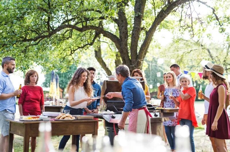family celebration or a barbecue party outside in the backyard