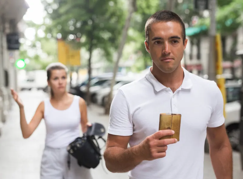 street robbery holding woman purse stolen from girl on street