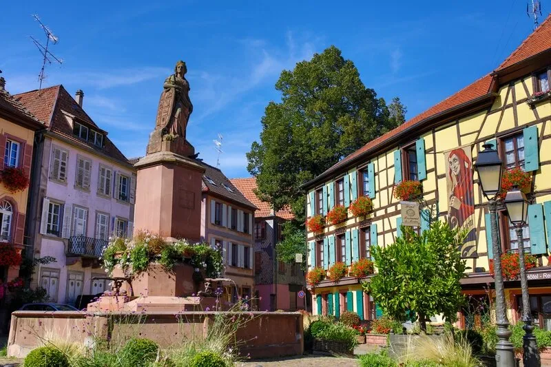 in alsace next to colmar , the old town of ribeauvillé