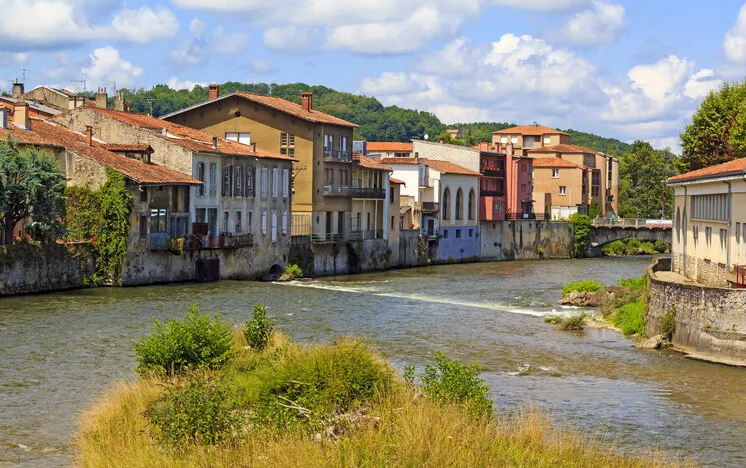 saint-girons town in ariege, midi-pyrenees, france