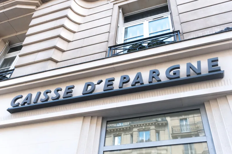 paris, france - april 28, 2016  caisse d'épargne sign outside a local branch it is a french semi-cooperative banking group, founded in 1818, with around 4700 branches in the country