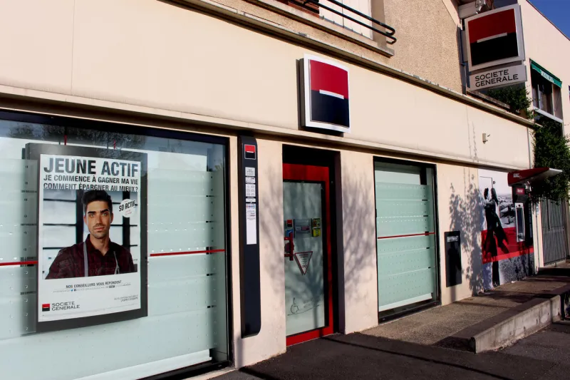 ozoir la ferriere, france - may 7, 2016  this is a photograph of a societe generale bank