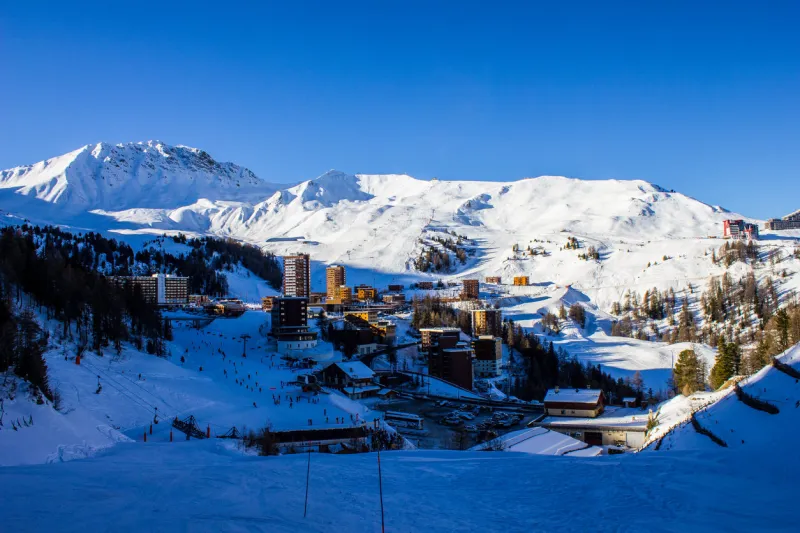 view of la plagne ski resort, france