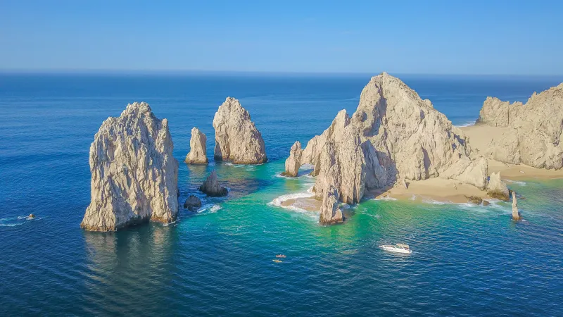 aerial view of the arch in cabo san lucas, mexico