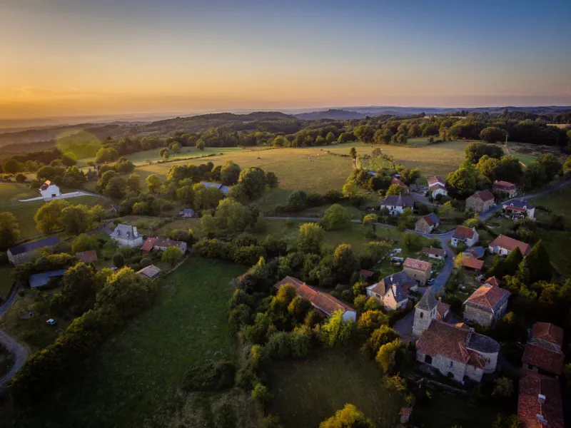 sunset over the segala mountains and hills in lot and cantal