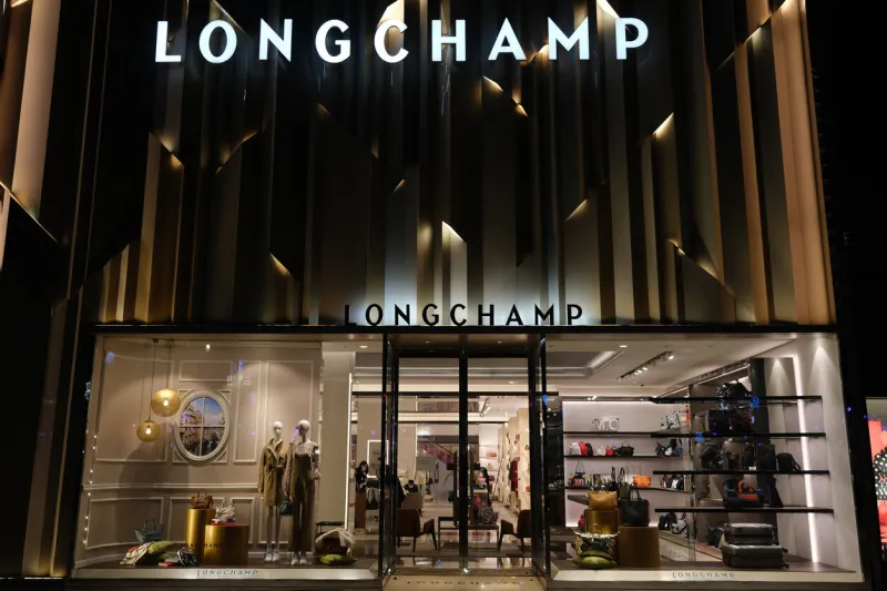 shanghaichina-feb2021  facade of big longchamp storea french leather goods brand