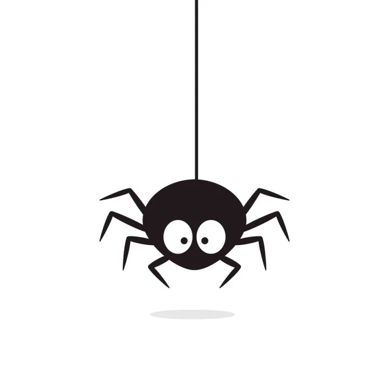 cute spider hanging on cobweb halloween character - vector