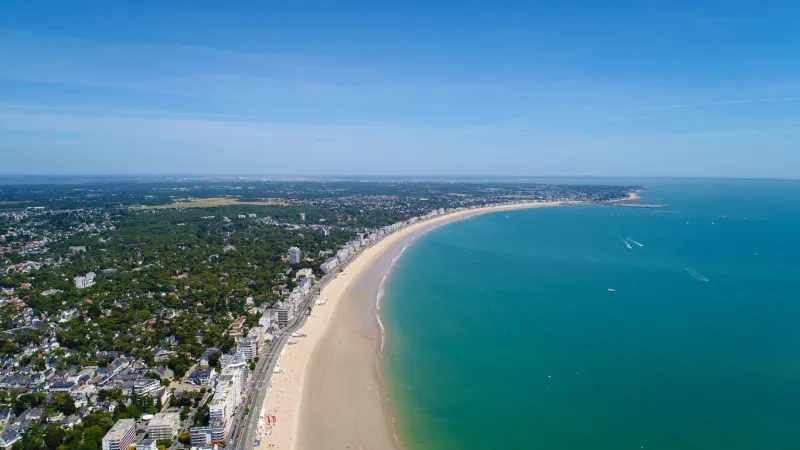 an aerial view of la baule waterfront in loire atlantique
