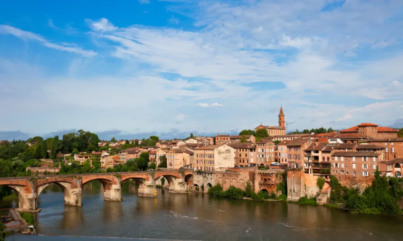 view of the august bridge in albi, france horizontal shot