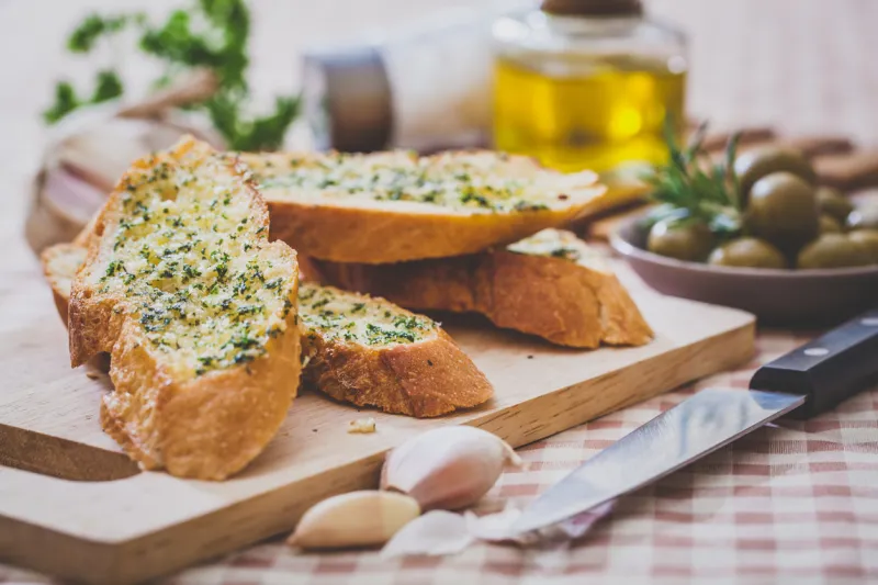 homemade garlic bread and herb