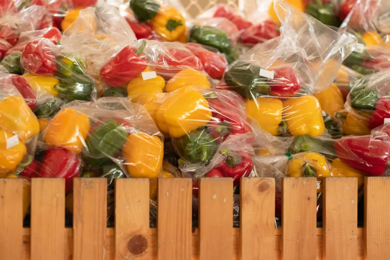 bell pepper on the shelf in the shop
