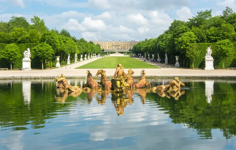 paris, france - circa june 2018  versailles fountains and gardens in paris suburbs