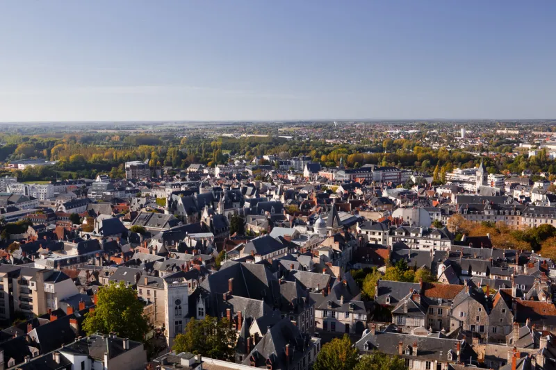 looking across the rooftops of bourges in france