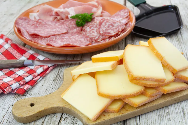 raclette cheese and cold cuts